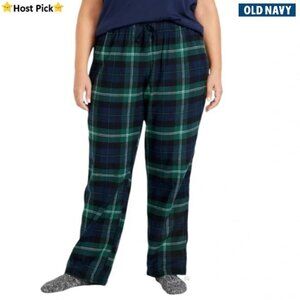 OLD NAVY Flannel Pajama Pants - Navy, Green & Pink Plaid - Size XXL - NWT